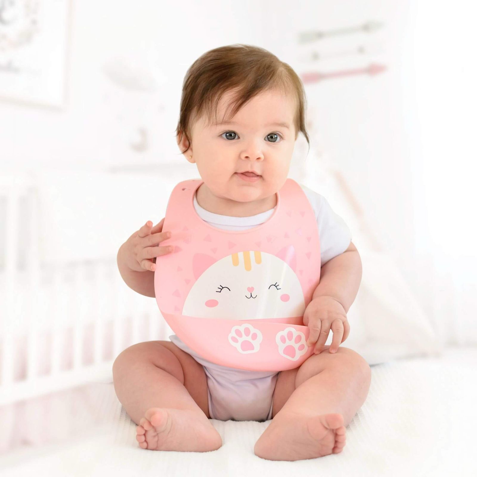 babador de silicone rosa