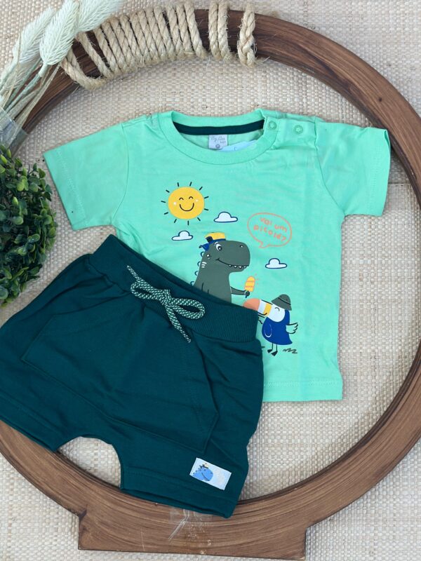 conjunto verao dinossauro verde